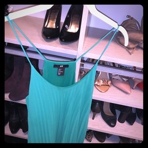 Green summer Pleated halter dress